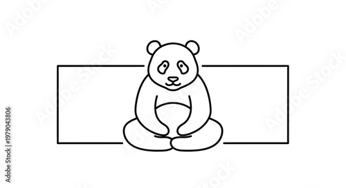 Zen Panda Meditating in Lotus Pose Inside a Rectangle Frame