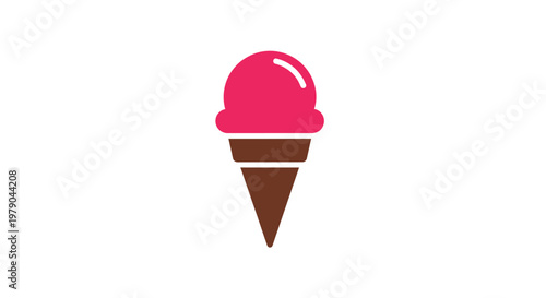 A vibrant and minimalist illustration of a refreshing ice cream cone with pink scoop