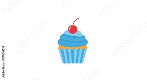 A vibrant illustration of a cupcake adorned with a cherry, perfect for sweet treats