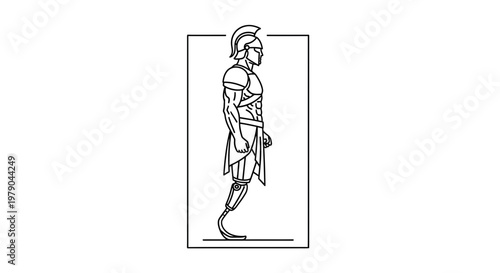 Warrior with Prosthetic Leg, Ancient Greek Soldier, Modern Technology