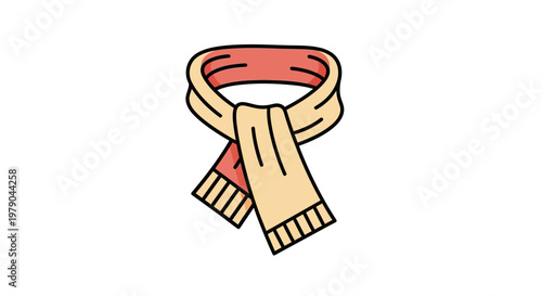 A scarf wrapped around the neck.