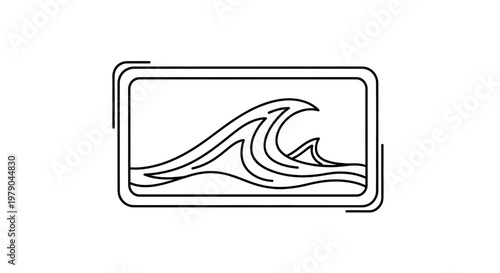 Stylized Wave Icon, Ocean Surf, Minimalist Sea Symbol, Vector Art