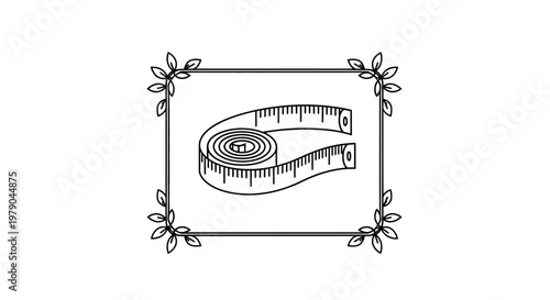 Tailor Measuring Tape Icon, Sewing Tool, Fashion Design, Crafting, Measurement Symbol