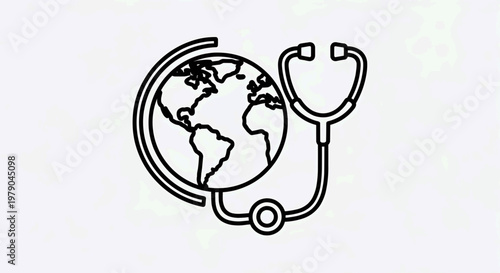 Global Health Concept Icon Illustrating The Earth Being Examined With A Stethoscope Representing Worldwide Healthcare And Medical Services