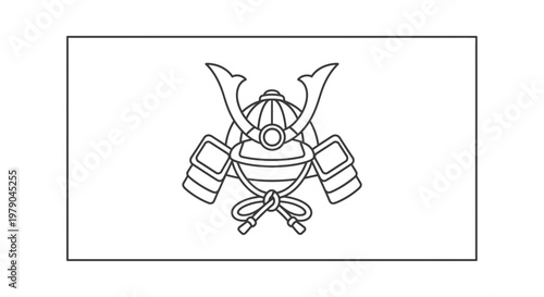 Samurai Helmet Icon Vector Illustration - Japanese Warrior Armor Symbol