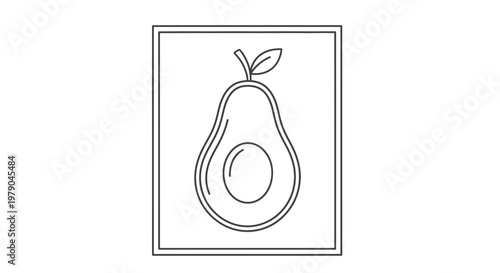 Simple Line Art Avocado Icon: Healthy Food, Organic Fruit, Vector Graphic