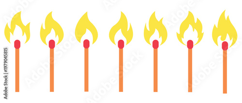 Fire and Matches Icon – Flame, Ignition, and Safety Vector Illustration