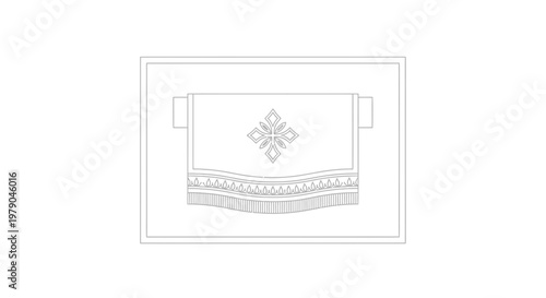 Ornate Textile Design, Decorative Fabric Pattern, Traditional Ethnic Motif, Fringe Detail