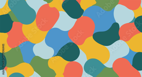 Colorful, organic, overlapping shapes, modern, abstract