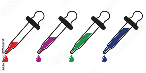 Colorful Dropper Bottle Icon – Cosmetic, Skincare, and Medical Vector Illustration