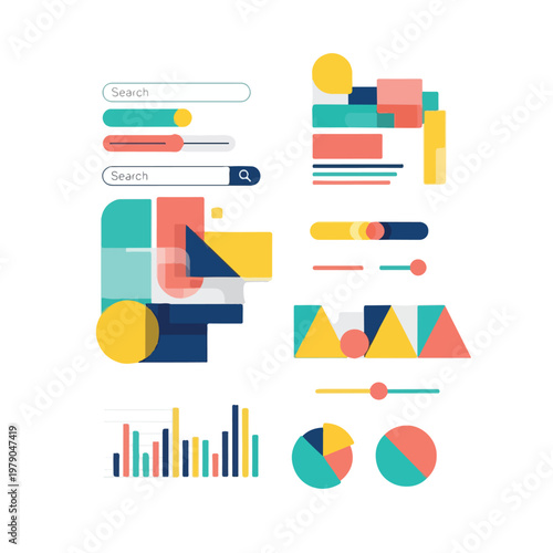 Flat illustration of data visualization elements
