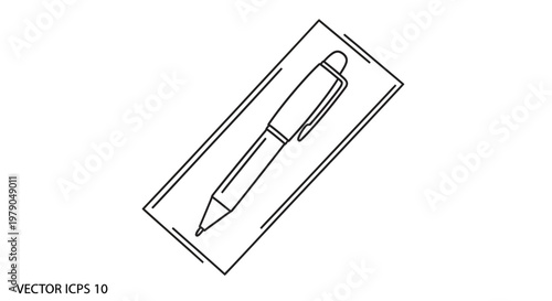 Minimalist Pen on Paper Outline Icon Vector