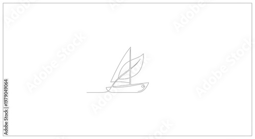 Minimalist Single Line Drawing of a Sailboat on Calm Water