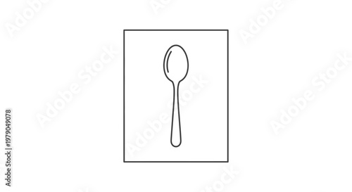 Minimalist Spoon Icon Vector Illustration, Simple Outline Kitchen Utensil Graphic