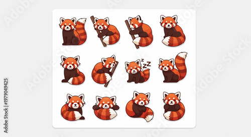 Red panda stickers in various poses.