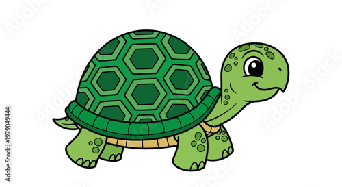 Green Turtle Cartoon Animal Character.