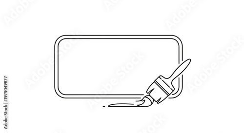 Paintbrush Painting Rounded Rectangle Frame, Creative Design Element, Artistic Brush Stroke