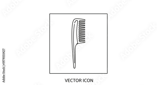 Minimalist Line Art Icon of a Comb - Simple Vector Illustration for Hair Care and Styling