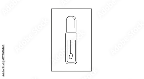 Minimalist Line Art Icon of a Lip Gloss Tube with Applicator