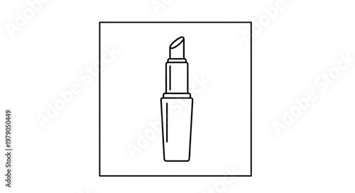 Minimalist Line Art Icon of a Lipstick Tube, Beauty and Cosmetics Symbol