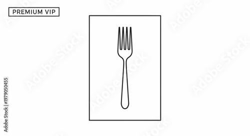 Minimalist line art icon of a fork on a white background, simple graphic design element