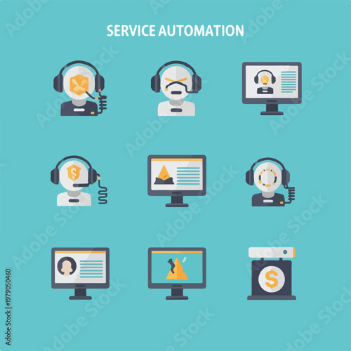 Flat vector illustrations about customer service and automation
