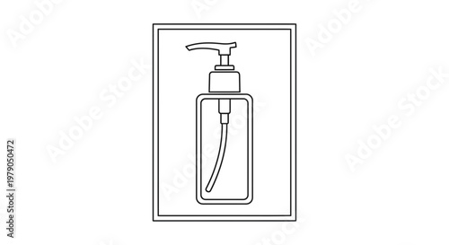 Minimalist Line Art Icon of a Pump Bottle Dispenser
