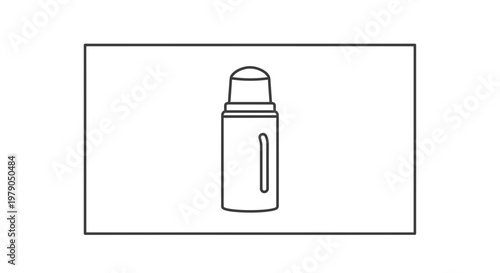 Minimalist line art icon of a rollerball perfume bottle with a cap
