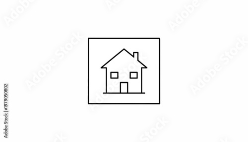 Minimalist House Icon: Simple Line Art Symbol for Real Estate and Home Ownership