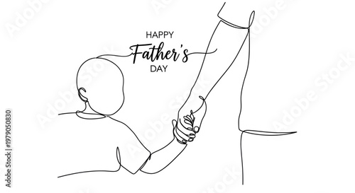Minimalist Line Drawing Celebrating the Bond Between Father and Child for Father's Day