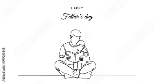 Minimalist Father's Day Illustration Celebrating Father and Child Bond with Text