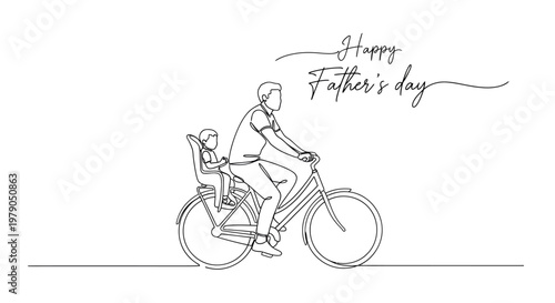 Heartwarming Father and Child Riding Bicycle Together Celebrating Father's Day