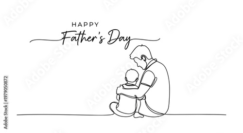 Emotional father and child illustration celebrating Father's Day with heartfelt bond