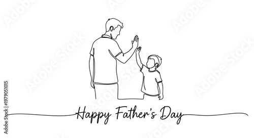 Heartwarming Illustration of Father and Child Celebrating Father's Day with a High Five Gesture