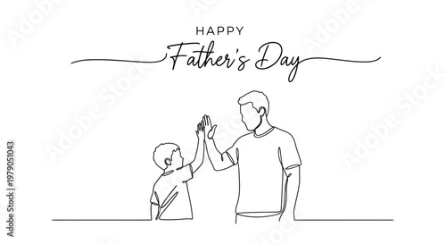 Heartfelt Father and Child High-Five Illustration Celebrating Father's Day