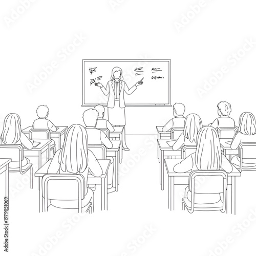 Teacher standing in front of a classroom.