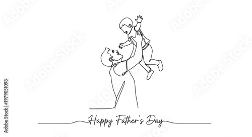 Delightful Father and Child Celebration Illustration for Father's Day with Heartwarming Gesture and Playful Moment Captured in