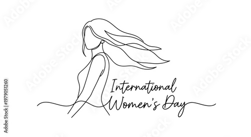 Elegant line art celebration of international women's day highlighting female empowerment and recognition with minimalist design