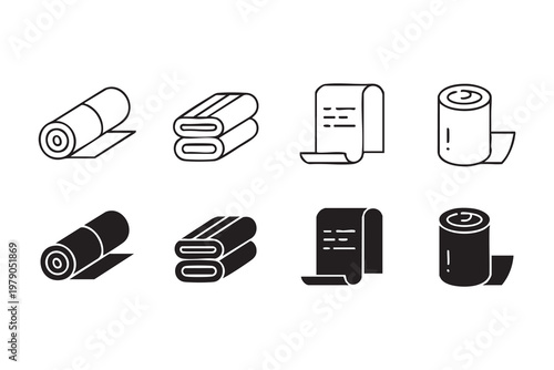 Minimal Paper Roll Icons for Bathroom and Cleaning Supplies