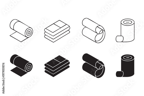 Toilet Paper and Cleaning Product Icons for Household Graphics