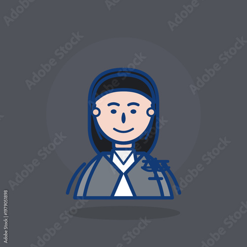 Female Police Officer Avatar Vector Illustration; Flat Design Law Enforcement Character Icon for Security Profiles, Public Service Infographics, Emergency Contact Graphics, and Police Department Apps.