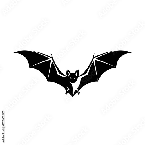 Black Bat Silhouette Flying Icon