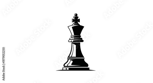 Black Chess King Piece Silhouette on White Background