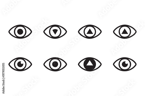 Vision and Eye Icons Featuring View, Sight, and Monitoring Concepts