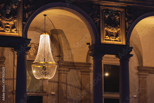 night shot of the downtown of Milan during the Christmas season, Milan, Italy