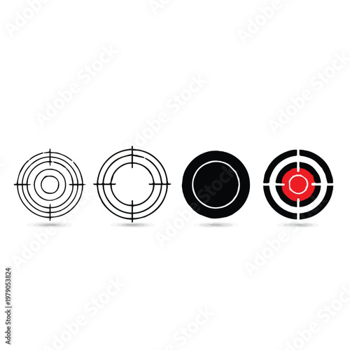 Four different target icons in a row on white background