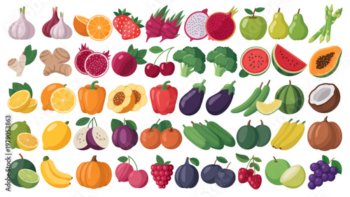 Colorful assortment of fresh fruits arranged in a visually appealing pattern Vector