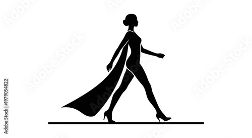 Silhouette of a woman walking confidently.