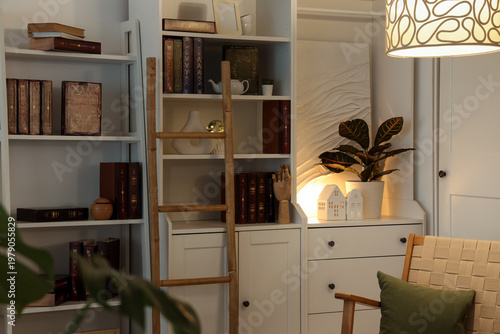 Interior of library with bo...