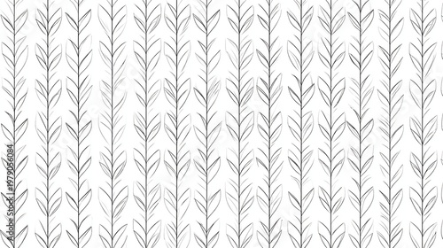 Seamless thin line pattern featuring delicate leaf designs in minimalist style